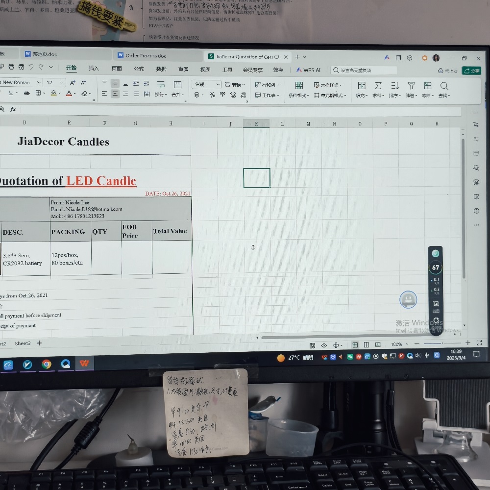 Quotation planning for custom candle production